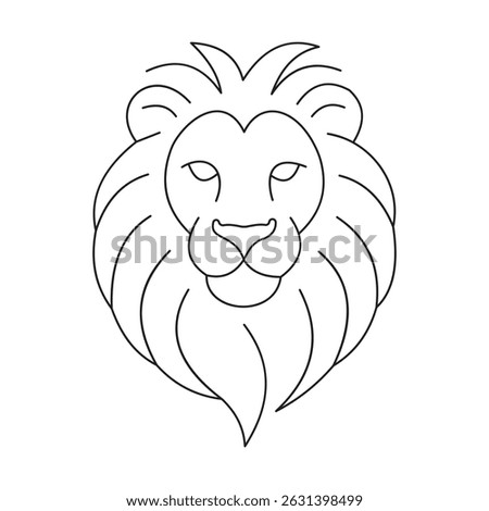 Line Art Schematic Illustration of a Lion Head in Simplistic Style