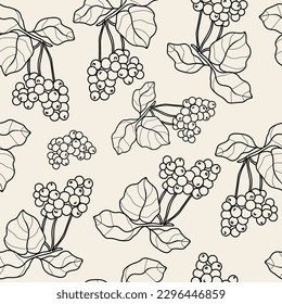 Line art schisandra branch seamless pattern