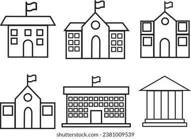 Line Art of a School Icon, College Icon Logo Vector.
