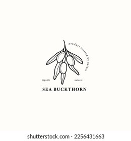 Line art sea buckthorn illustration