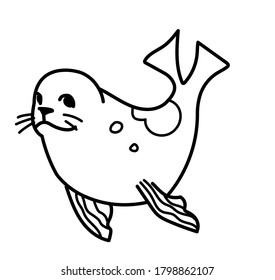 Line Art Sea Calf Seal Swim Stock Vector (Royalty Free) 1798862107