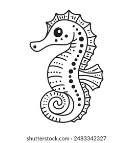 Line art of seahorse cartoon vector