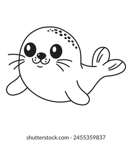 Line art of seal cartoon vector