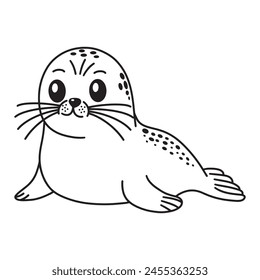 Line art of seal cartoon vector illustration