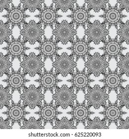 Line art seamless border for design template. Eastern style element. Outline floral decor. Vector illustration for invitations, cards, web page. Dim element on gray background.