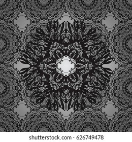 Line art seamless border for design template. Eastern style element. Dim outline floral decor. Vector illustration for invitations, cards, web page. Dim element on gray background.