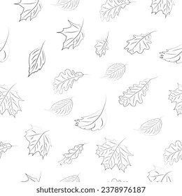 Line art. Seamless pattern. Autumn leaves. High quality vector illustration.