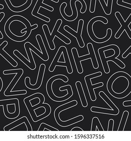 Line art seamless pattern. Black and white vector tileable background.