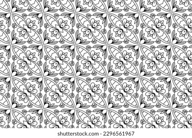 Line art seamless pattern for coloring book