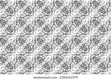 Line art seamless pattern for coloring book
