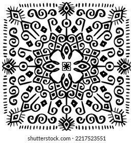 Linea de arte Patrón sin foco Étnica Azteca Mandala