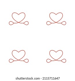 El arte de la línea es un patrón sin fisuras en forma de corazón sobre fondo blanco. Textura gráfica romántica. Concepto de celebración de vacaciones. Impresión decorativa. Papel de pared geométrico brillante. Línea de contorno rojo. Vector.
