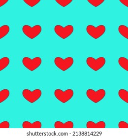 Line art seamless pattern in the form of a heart on color background. Romance graphic texture. Holiday celebration concept. Decorative print. Geometric bright wallpaper. Black contour line. Vector.
