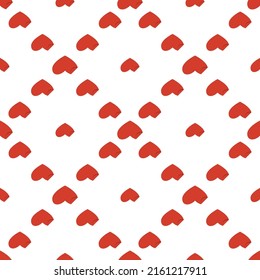 Line art seamless pattern in the form of a red heart with a curved corner on white background. Romance graphic texture. Holiday celebration concept. Decorative print. Vector geometric bright wallpaper