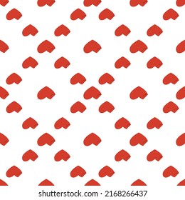 El arte de la línea es un patrón sin fisuras en forma de corazón rojo con una esquina curvada sobre fondo blanco. Textura gráfica romántica. Concepto de celebración de vacaciones. Impresión decorativa. Papel de fondo de pantalla geométrico brillante