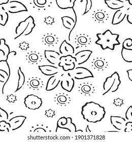 line art seamless pattern with outline objects