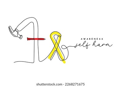 línea arte de conciencia de autolesiones.