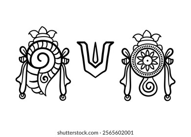 Line Art of shank Chakra in White Background Vector Art.