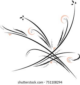 Line Art in the Shape of Letter X on White Background. Vector Floral Pattern. Vector Illustration.