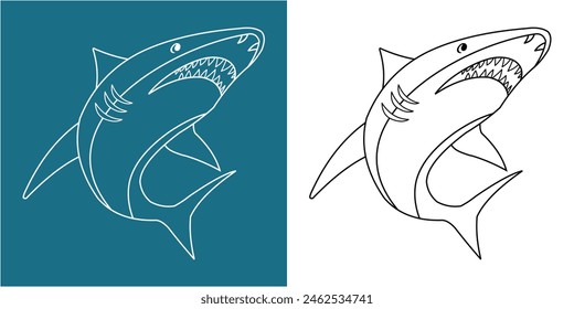Line Art Shark Vector Design
