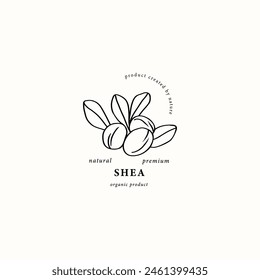 Line art shea nut with leaves logo