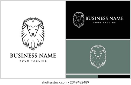 line art sheep head logo
