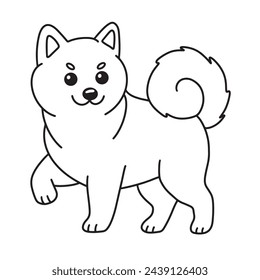 Line art of shiba inu dog lifting front leg cartoon vector