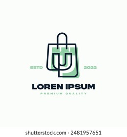 Bolso de compras Line art cuyas líneas se conectan a la perfección con la letra U. Adecuado para representar todas las compras, con un toque moderno.