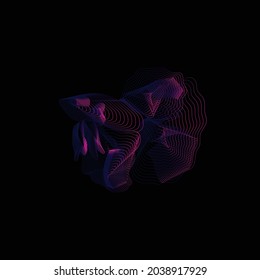 Línea de arte de los peces siameses luchando contra peces con gradación de colores y fondo negro. Diseño de la ilustración vectorial. Perfecto como decoración de pared, logotipo o fondo de pantalla
