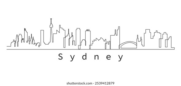 line art Sidney architecture line skyline illustration. Linear vector cityscape with famous landmarks, city sights, design vector illustration.