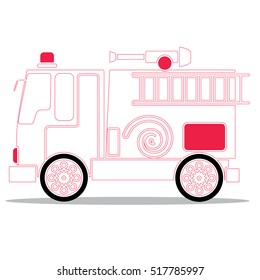 Line art sign of a fire truck isolated on white background