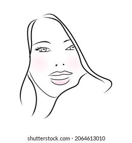 line art silhouette hair salon logo of a beautiful girl minimalists