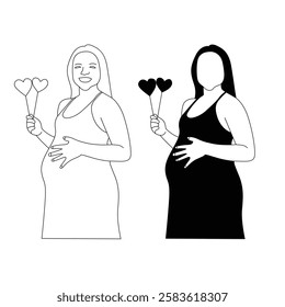 line art silhouette pregnant woman