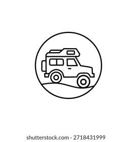 Logotipo del Vector de la silueta del arte de la línea de un coche que corre en una pendiente 