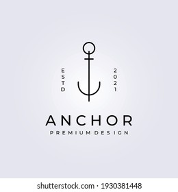 line art simple anchor logo vector illustration design