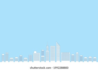 Line art Simple city building High-rise building Illustration of the cityscape where tower apartments are lined up