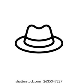 Linienkunst mit einem einfachen Hutumriss, einzeln auf transparentem Hintergrund. Dieses Icon zeichnet sich durch ein klassisches Design aus, das für verschiedene Anwendungen geeignet ist.
