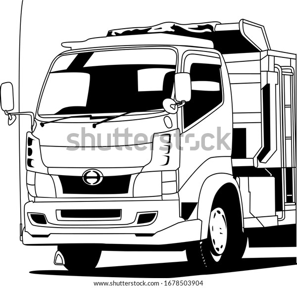 line art of\
simple head truck vector\
editable