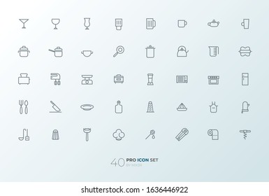 Line art simple icon kitchen set for web and applications vector