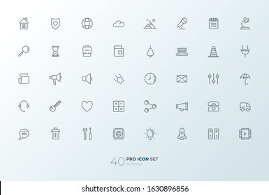 Line art simple icon set for web and applications vector