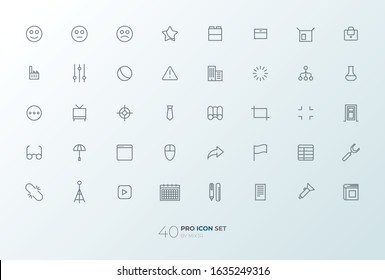 Line art simple icon set for web and applications vector