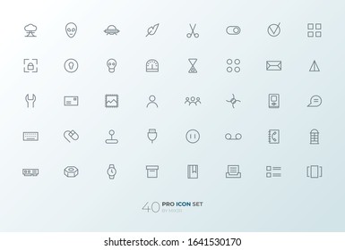 Line art simple icon set for web and applications vector