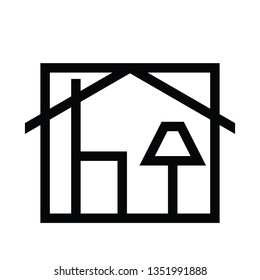 line art simple light house logo design 