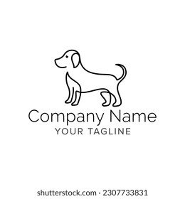 line art simple minimalist dog care logo design vector