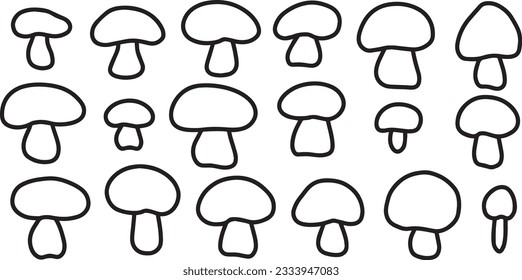 line art simple mushrooms vector