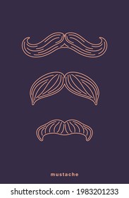 Line art simple pictures of the mustache. Contemporary minimal boho style. Modern vector design elements