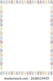 Line art simple plant frame. Template with flourish decoration. Colorful plant branches elements