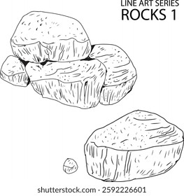 line art simple two rock 