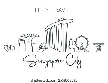  Line Art of Singapore City Skyline