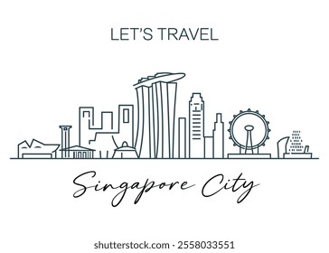  Line Art of Singapore City Skyline